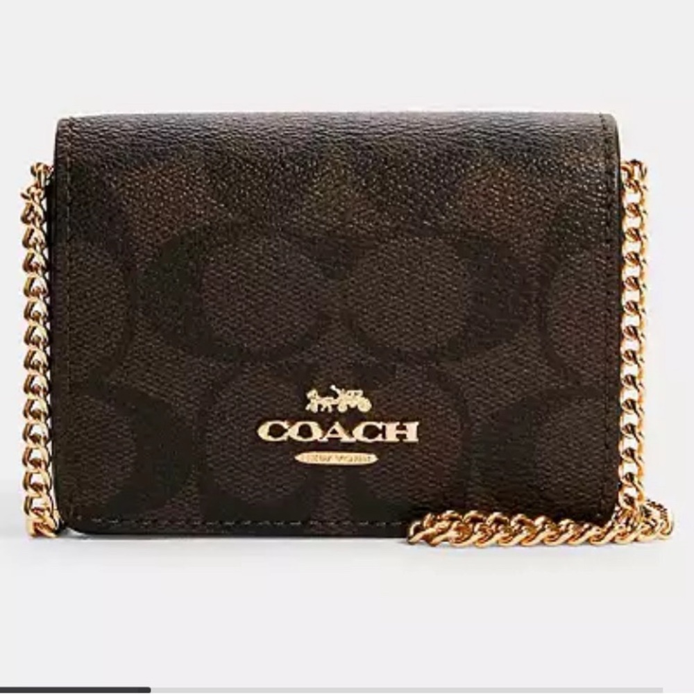 Coach Mini Wallet On A Chain In Signature Canvas